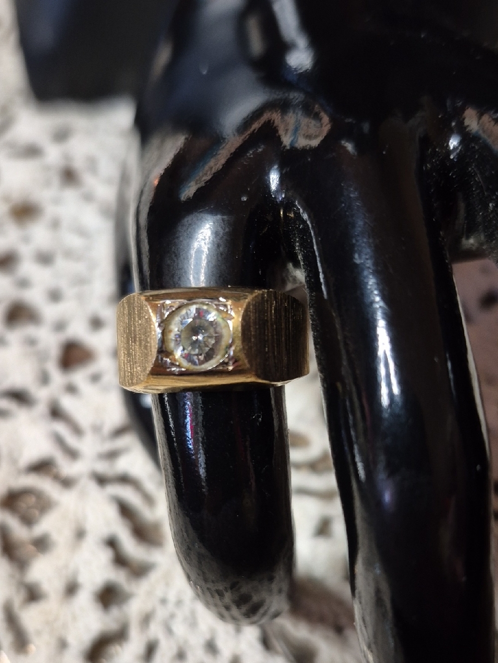 18 Kt GE Gold Solitaire Ring with Clear Stone